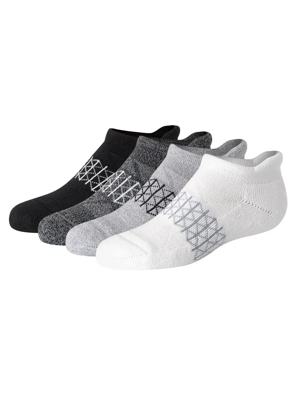 Hanes Kids Active No-Show Athletic Socks - Gray (4 Pack) Sz S